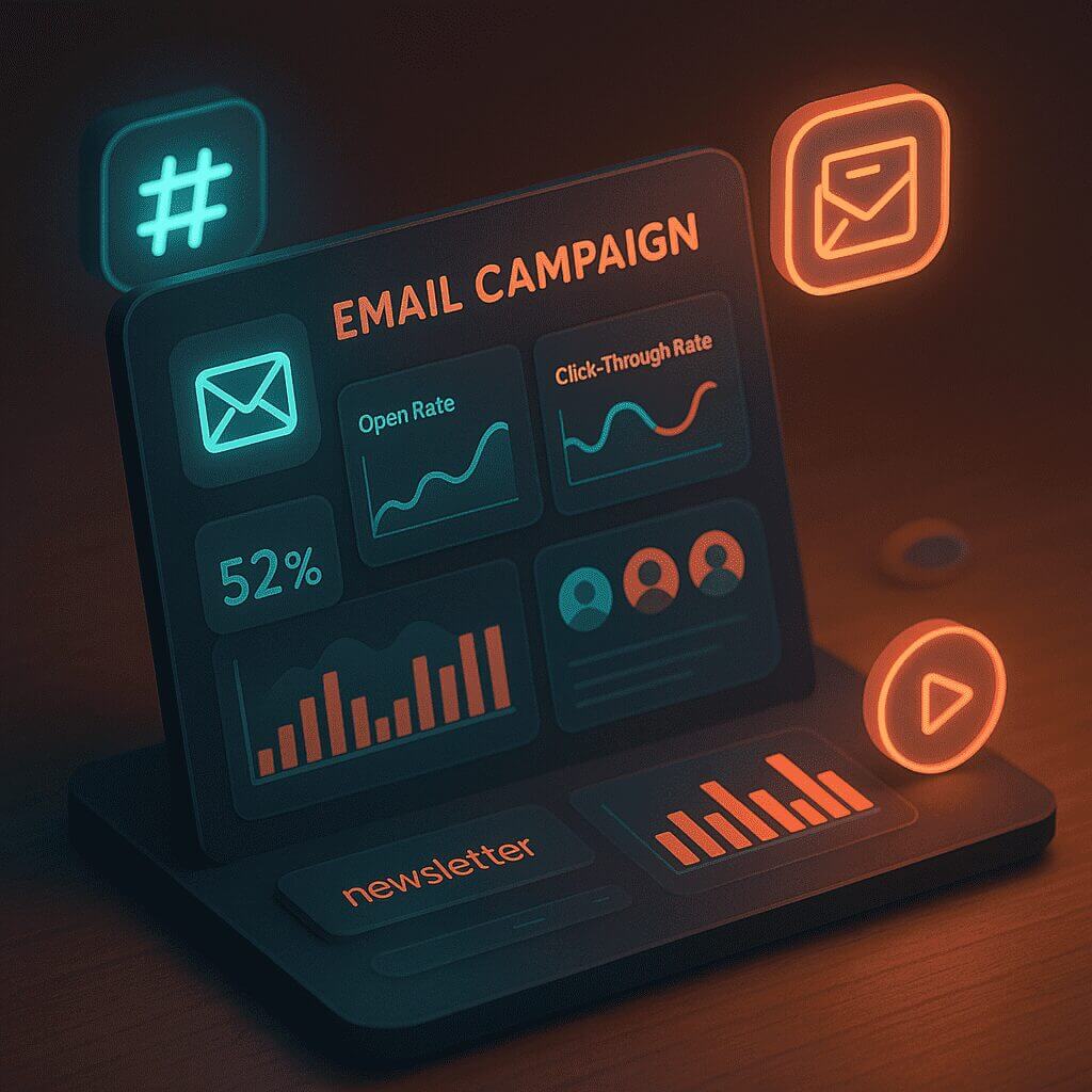 Chalkboard design illustrating key strategies in email marketing with directional arrows for emphasis.