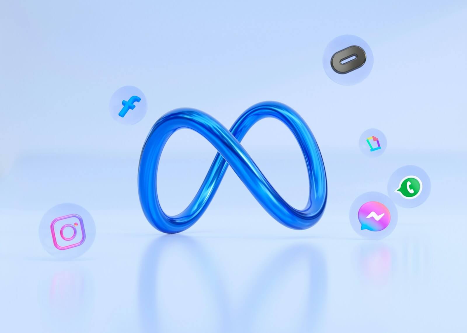 Limitless Social Media Connectivity Design Blue infinity symbol with social media icons on a light blue background, representing digital connectivity.