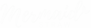 Mermaid Straw logo: whimsical font, ocean theme, eco-friendly, reusable straws emphasis.